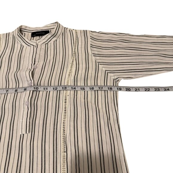 Backwoods Women's Stripe Black & White 3/4 Sleeve Scoop Neck Dress Size S - Picture 6 of 10